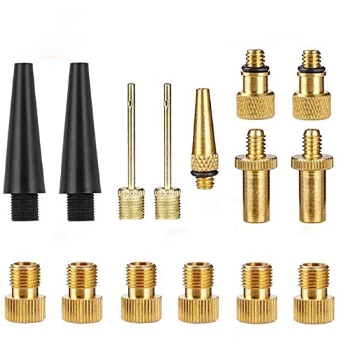 Ensemble d'adaptateurs de Valve de vélo 15er,Ensemble de Valve de vélo de supérieure Valves de vélo en cuivre Pur,Valve DV AV SV pour Pompe à vélo,avec Bague d'étanchéité pour Pompe à vélo ompresseur Cover