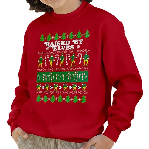 Raised By Elves Candy Cane Forest Adult and Kids Sized Crewneck Sweater