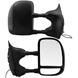 PZ Towing Mirrors Replacement Fit For 1999-2007 F-250 F-350 F-450 F-550 Super Duty, Power Heated,Smoke Signal,Black (Pair Set)