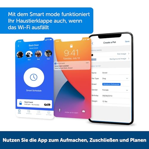 PetSafe SmartDoor Intelligente Haustiertür - App-gesteuert, Selektiver Zugang, Energieeffizient - Groß
