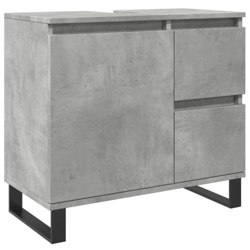 vidaXL Mueble de Lavabo Madera ingeniería Gris hormigón 65x33x60 cm, Armario de Lavabo de baño, Mueble lavamanos baño, Mueble bajo Lavabo