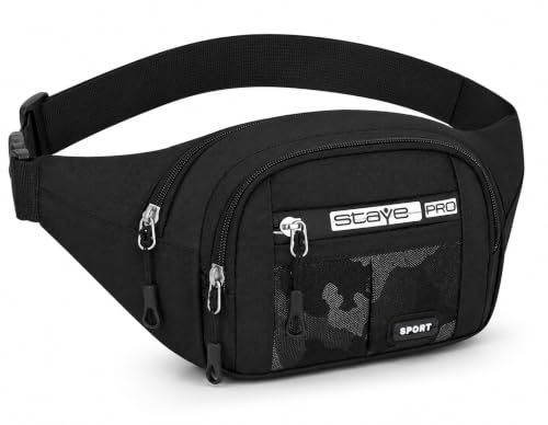 Image of Waist Bag for Man & Woman | Travel Handy Hiking Running Pouch with Zipper | Adjustable Strap Fanny Pack for Documents Money Card Phone Earphone (Army Black)