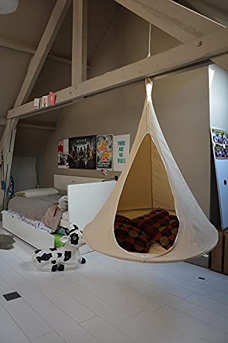 ハンモックチェア コニカル UFO 吊り下げ ハンギングスイングガーデンハンモック 大人＆子供兼用 屋内/屋外用 楕円形 キャンプ 折りたたみ 付き ハンギングテント 5枚目