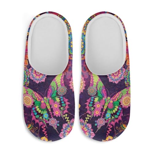 Butterfly Home Furry Slippers for Women Slip-on Winter Indoor House Shoes Comfort Slipper for Winter