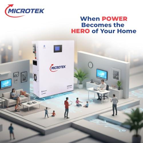 Image of Microtek Lithium-Ion Battery MLB5120060 (51.2V /100Ah) - LiFePO4 with SCT SyncCharge Technology, BMS Protection, 5-Year Warranty, Lithium-Ion Battery for Home Office & Shop