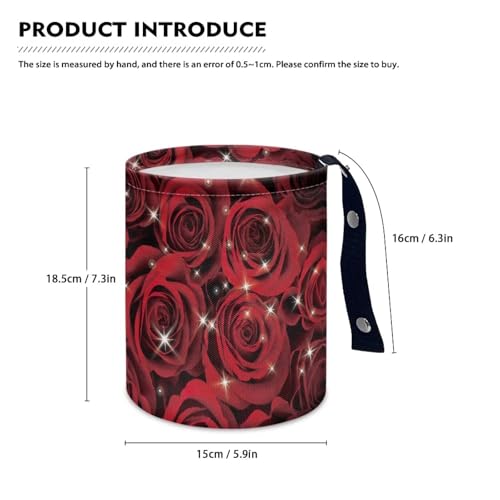 Image of Car Trash Can Collapsible Hanging Portable Dustbin Bin Waste Basket Rose Print Car Accessories Interior for Cars, Family Gatherings, Camping Small Trash Can