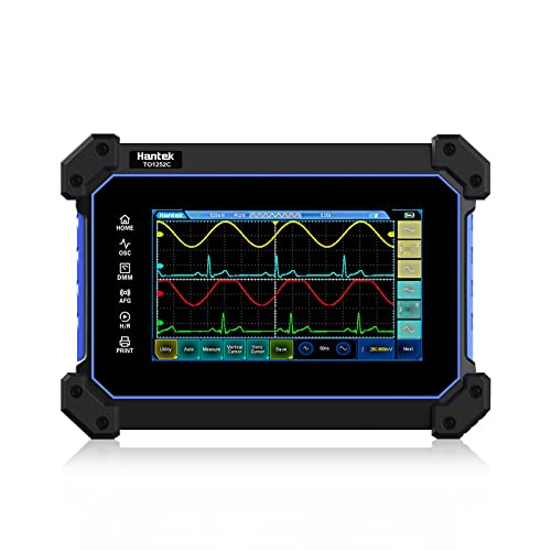 Image of Hantek Touch Screen Tablet Oscilloscope, 2 Channel Handheld Digital Oscilloscope 250MHz 1GSa /S with Multimeter Build with Large Capacity Battery +Type C Charger