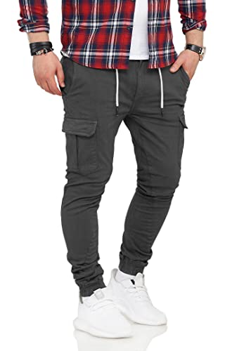 Soulstar Herren Cargohose Chino-Hose Jogger Jeans-Hose Cargo 80-9399 Dunkelgrau W32