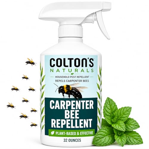 Carpenter Bee Spray (32 oz) – Natural Peppermint & Clove Oil Repellent for Wood, Siding, Decks & Outdoor Surfaces – Plant-Based Carpenter Bee Treatment