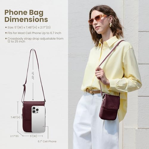 Image of befen Genuine Leather Crossbody Bags for Women, Cell Phone Cross body Purse Bag with RFID Blocking Card Slots