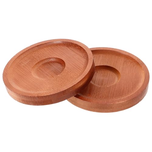 JECOMPRIS Posavasos Giratorio de Bambú 2 Vasos de Cristal para Whisky y Vino, Base Firme Color Nogal, para Uso en Bar y Degustación en Casa