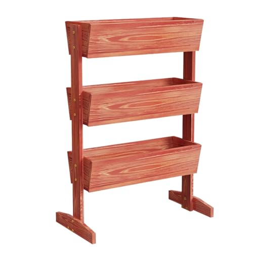 VMDVBNA Jardinera Elevada Macetero Elevado Vertical de 4 Niveles, Cama jardín elevada, macetero Madera for Hierbas y Exteriores, Escalera, comederos for Verduras para Maceta
