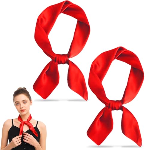 Lot de 2 Foulard Carré Femmes, Foulard Rouge Feria, Bandana Rouge, 70x70cm, Bandanas Bandeau Carré Mouchoir, Accessoire de Cheveux pour Comme Cadeaux