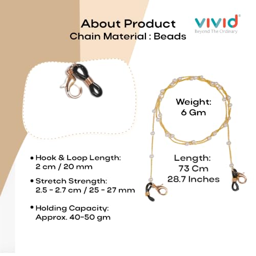 Image of Unisex Specs Holder Hook & Loop Anit Slip Eyewear Lanyard Metal Strap Chain