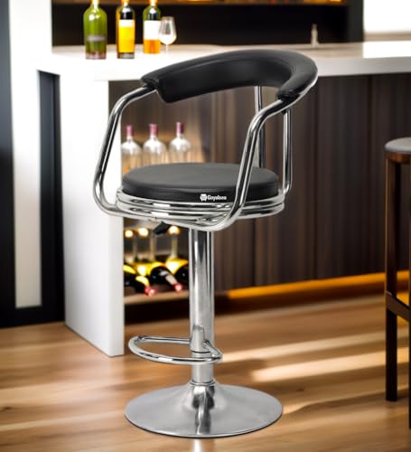 Image of GOYALSON Classic Height Adjustable and Revolving Bar Stool Kitchen Chair (1, Black)
