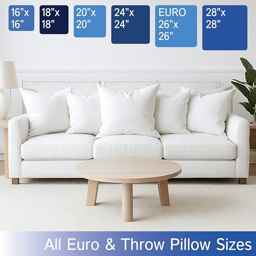 Euro Size Pillow Protectors (Set of 2) - European Square 28x28 Pillow Covers Waterproof Hypoallergenic Dust Proof Zippered Encasement
