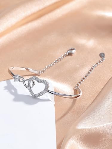 Image of To My Daughter Forever Connected Bracelet, Infinity Forever Love Heart Bracelets You Are Always In Mine From Mom Cubic Zirconia Adjustable Inspirational Gift Jewelry