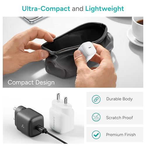 Image of Ambrane 45W Fast Type C Charger Adapter for Mobiles & Type C Laptops, Small Size, GaN Charger, PD Technology, for iPhone, Samsung, MacBook, Android Mobiles, C Type Laptops, iPad (Charge i45, Black)