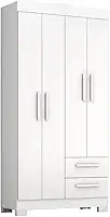 Guarda Roupas Solteiro 4 Portas 2 Gavetas Malta Branco Flex Notável