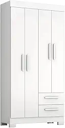 Guarda Roupas Solteiro 4 Portas 2 Gavetas Malta Branco Flex Notável
