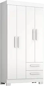 Guarda Roupas Solteiro 4 Portas 2 Gavetas Malta Branco Flex Notável