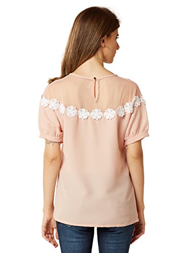 Image of Miss Chase Women's Light Pink Sheer Lace Top