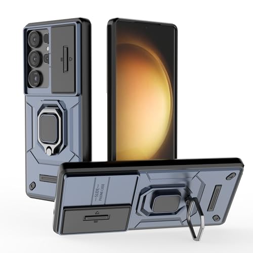 Image of Thermoplastic Polyurethane Camshield Pro Case With Slide Camera Protection And Ring Stand Bumper Back Case Cover For Samsung Galaxy S25 Ultra 5G (Blue)