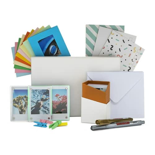 Pack de película Fujifilm instax Mini Twin (100 exposiciones) con caja de almacenamiento, marcos colgantes, set DIY para postales (6 artículos) miniatura 4