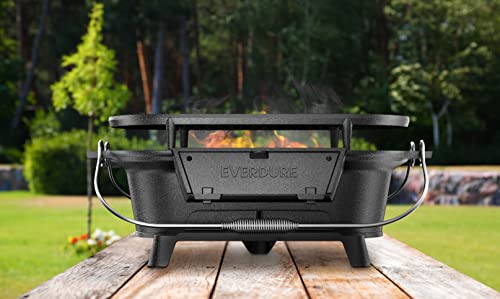 Everdure ECIPGRILL Oval Cast Iron Grill & Cover – Outdoor, Portable Charcoal Grill And Tabletop Cast Iron Skillet thumb #8