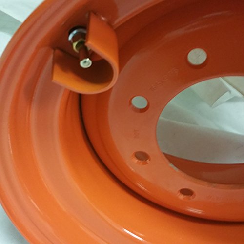 SET OF FOUR (4) 12-16.5 SKID STEER LOADER TIRES WITH ORANGE Color Rims mounted, 14 PLY, SKS 400-12x16.5 - Thumbnail 2