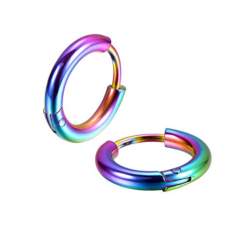 Image of 316L Surgical Stainless Steel Huggie Hoop Earrings 6mm 8mm 10mm 11mm 12mm 14mm Hypoallergenic Earrings Ring Cartilage Helix Lobes Hinge Sleep Earrings for Men Women