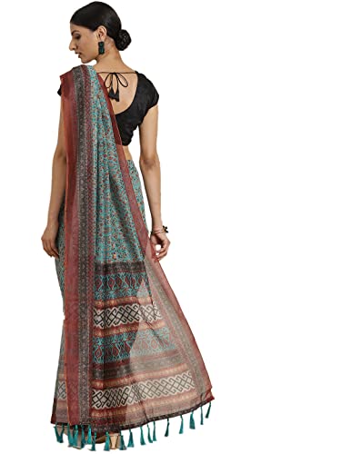 Image of Amazon Brand - Anarva Women's Kalamkari Saree With Blouse Piece