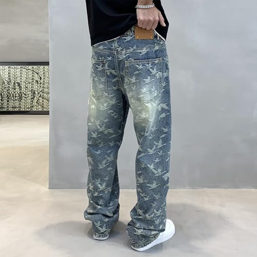 Baggy Jeans Men Casual Graphic Washed Denim Pants Men Loose Fit Parachute Streetwear for Skater Jeans3