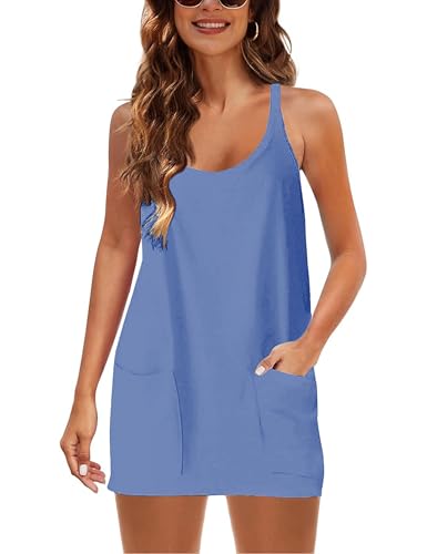 Image of Womens Sleeveless Athletic Hot Shot Mini Dress with Built-in Shorts