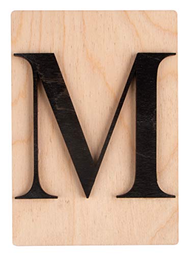 Rayher 63104576 Tuile en bois Lettre M, 1 pce., FSC Mixed Credit, noir, 10,5 x 14,8 cm, épaisseur 4 mm, effet 3D, décoration d’intérieur, arts créatifs
