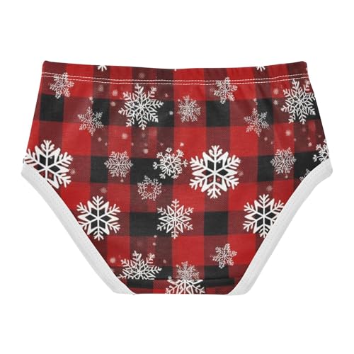 Snowflakes Red Black Checkered Cute Panties Girl Girls Underwear Toddlers Cotton Stylish Undies Kids Briefs 2t2