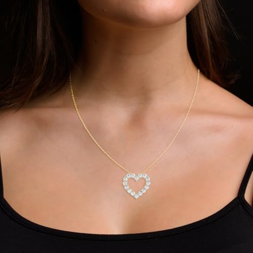 TimeLess Classics 14K Gold Lab Grown Diamond Heart Neckalce Pendant For Women From 0.50-2 CTW | Color E-F | Clarity VS1-VS23