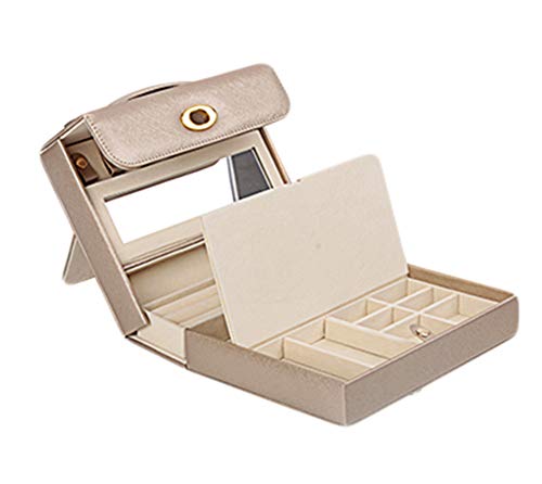 Preisvergleich Produktbild Kitrack Schmuck Aufbewahrungsbox Kleine Reisekosmetiktasche Ohrring Halskette Halter Tragbar,Gold