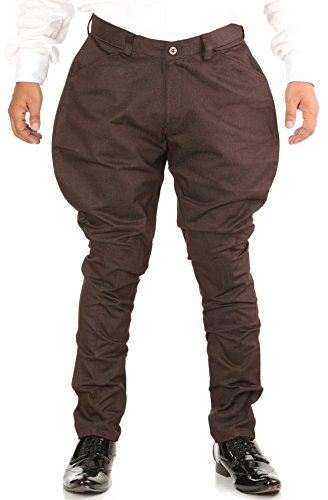 Polycotton Stretch Airship Jodhpurs Breeches Kneepatch Polo Pants Victorian Cosplay Costume Equestrian Horse Riding Renaissance Viking Euroweave Trouser (Coffee | Size: 34)