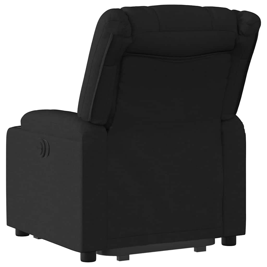 Poltrona relax elettrica in tessuto nero, 77 x 93 x 99 cm, con poggiapiedi e schienale, ideale per soggiorno, camera da letto, ufficio