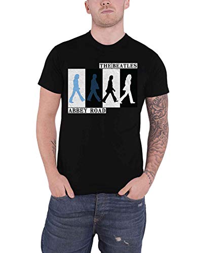 The Beatles T Shirt Abbey Road Colours Crossing Band Logo Officiel Homme Noir - Les Beatles, Paul McCartney, John Lennon, RIngo Starr, George Harrison The Beatles T Shirt Abbey Road Colours Crossing Band Logo Officiel Homme Noir