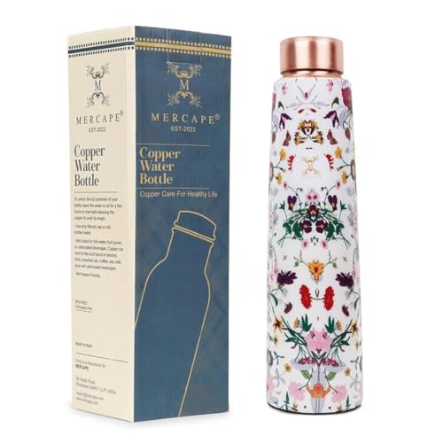 Copper Water Bottle - Multi-Color Loose Design, Leakproof, No Seals (900ml) for Ayurveda Yoga