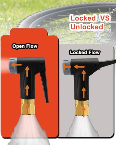 GODESON Bicycle Air Chuck – Dual-Valve (Presta & Schrader) with 1/4" G F-NPT, Lock On Presta Valve Chuck for Pumps & Compressors, Includes 1/4 G to 1/4 NPT Adapter & Teflon Tape, 130 PSI Max Pressure
