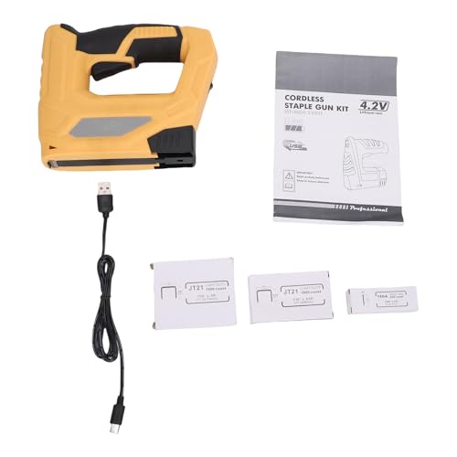 Eminchu Pistola Grapadora Inalámbrica, Clavadora Eléctrica 2 en 1, Clavadora Ligera de 2,0 Libras con 2000 y 1000 Clavos, Ideal para Reparaciones del Hogar, Carpintería, Tapicería y Tela (Pistola