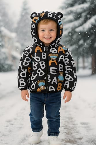 Image of Bold N Elegant Kids Different World Winter Warm Quilted Bomber Standard Length Hood Jacket Coat Puffer Jacket Coat For Infant Toddle Boy's Girls Kids