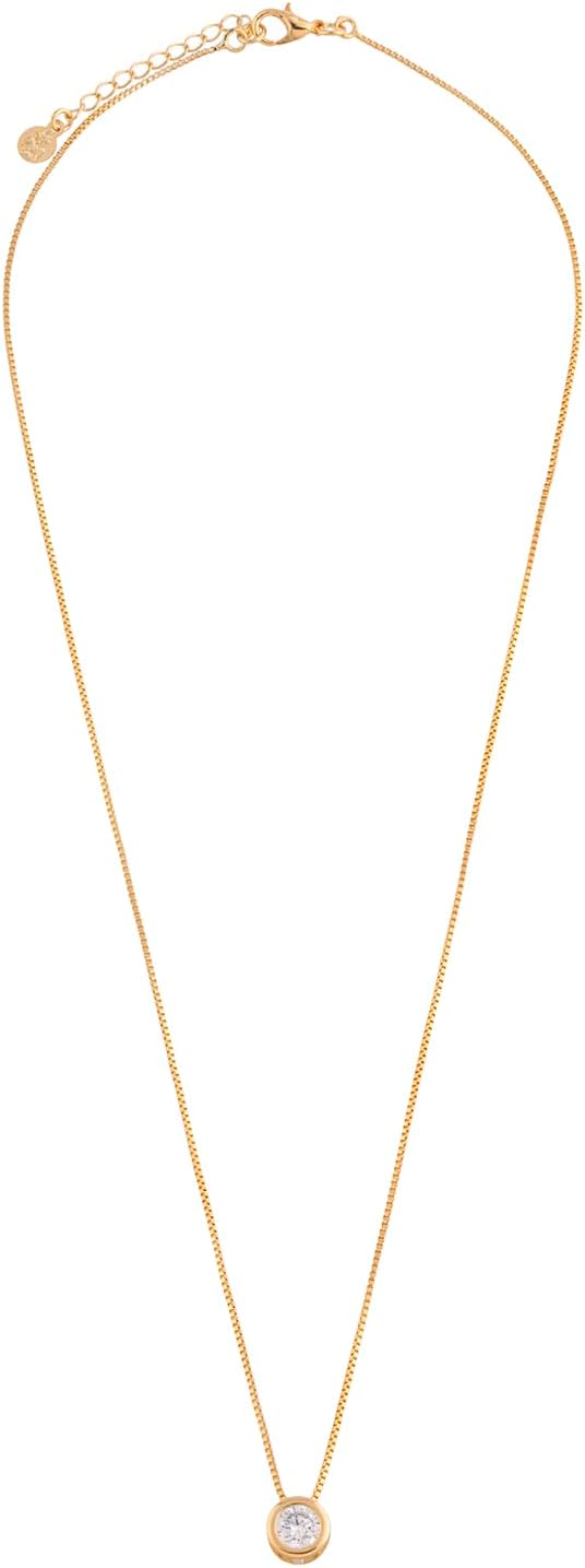 Dainty Gold Necklace for Women, Gold Plated Pendant Necklace with Cubic Zirconia, Elegant & Sparkly for Everyday Wear