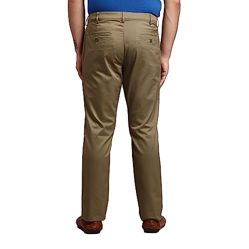 Image of Colorplus Men's Pure Cotton Solid Piece Dyed Pattern Contemporary Fit Flat Front Casual Trouser