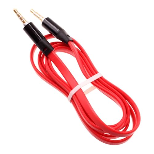 Cable Auxiliar 3.5mm Plano Rojo para Auto y Audio