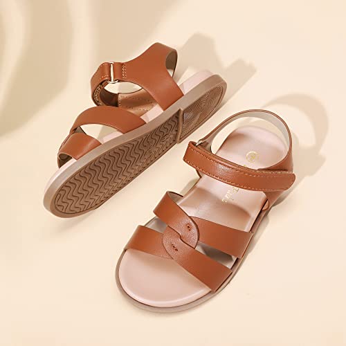 Image of DREAM PAIRS Girls Sandals Open Toe Princess Flat Sandals Strappy Summer Shoes Toddler /Little Kid