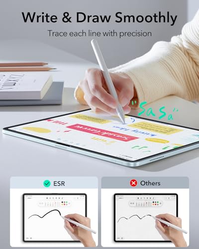Image of ESR 2 Pack Paper-Feel Screen Guard for iPad Air 11 Inch M4 /M3 /M2 (8th /7th /6th Generation),9H Matte Writing Tempered Glass Screen Protector with Ultra Fit Tray, Write and Draw Like on Paper, Anti-Glare